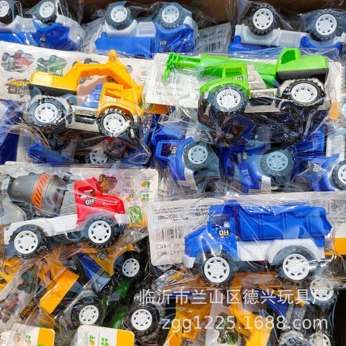 儿童工程车4款混装挖掘机吊车搅拌车翻斗车小商品玩具车地摊批发